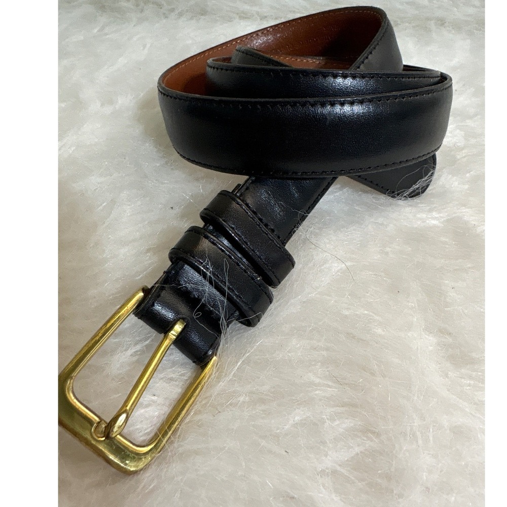 Coach Belt Mens 32 Vintage Black Leather Solid Brass Buckle USA Made Classic